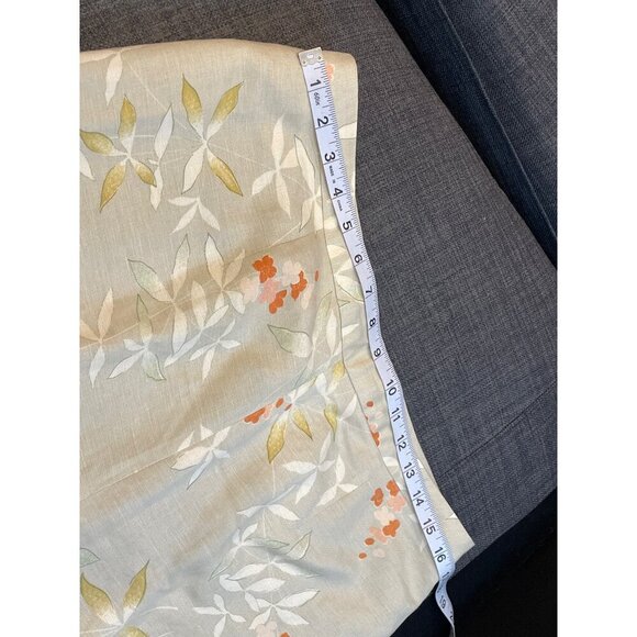 Jillian Jones Tan Linen Blend Lined Flat Front Floral Cropped Pants Sz 12 - Picture 7 of 9